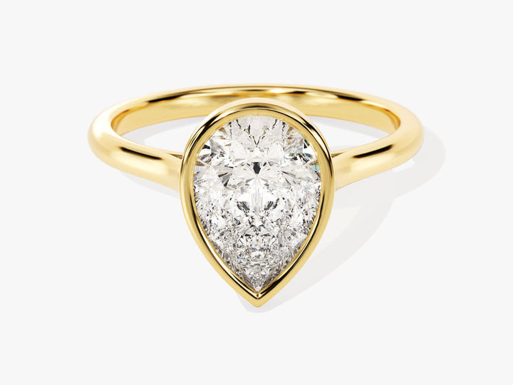 2.0CT Pear Cut Bezel Lab Grown Diamond Engagement Ring For Women