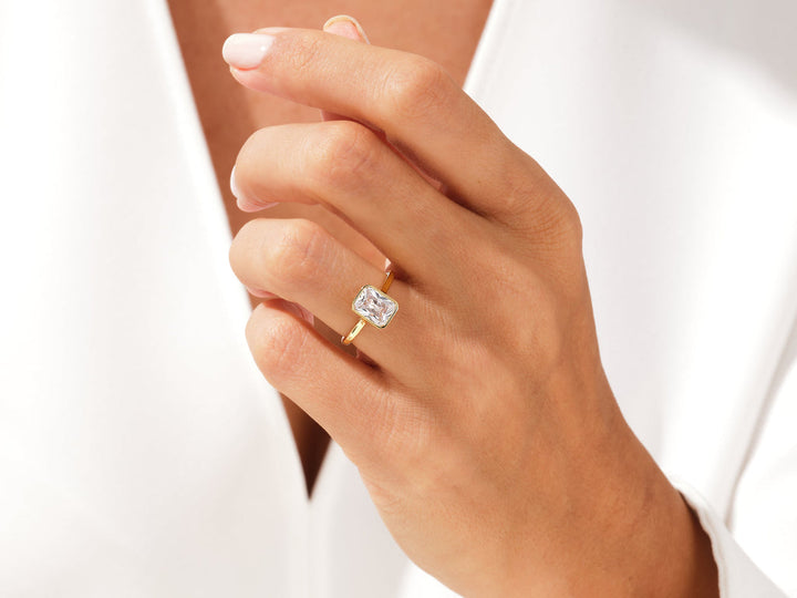 2.0CT Radiant Cut Bezel Lab Grown Diamond Engagement Ring For Women