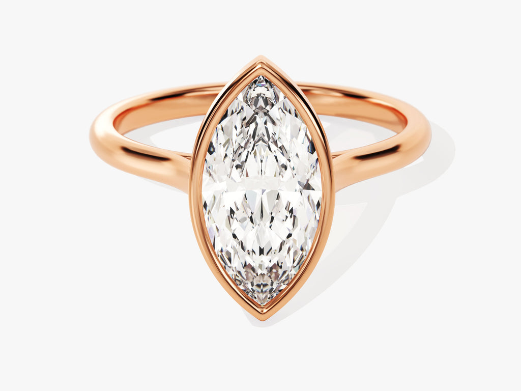 2.0CT Marquise Cut Bezel Lab Grown Diamond Engagement Ring For Women
