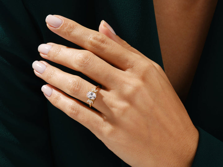 1.50CT Oval Cut Cluster Diamond Lab Grown Engagement Ring For Her