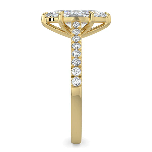 IGI certified marquise cathedral pavé diamond ring USA