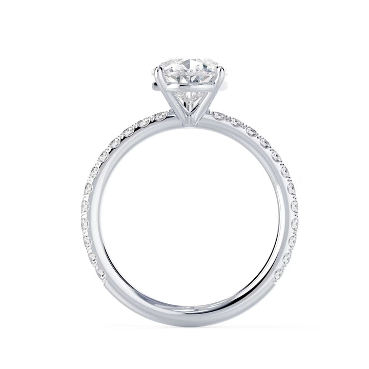 teardrop lab grown diamond engagement ring pave band