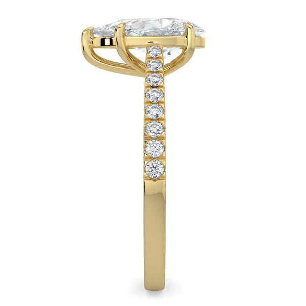 IGI certified pear cathedral pavé diamond ring USA