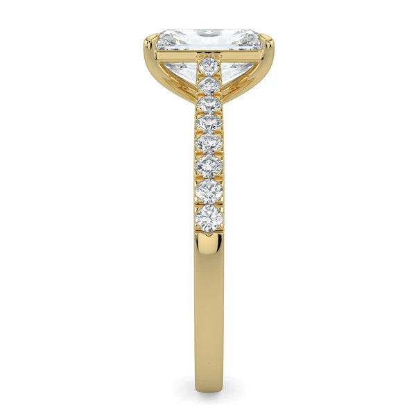 IGI certified radiant cathedral pavé diamond ring USA