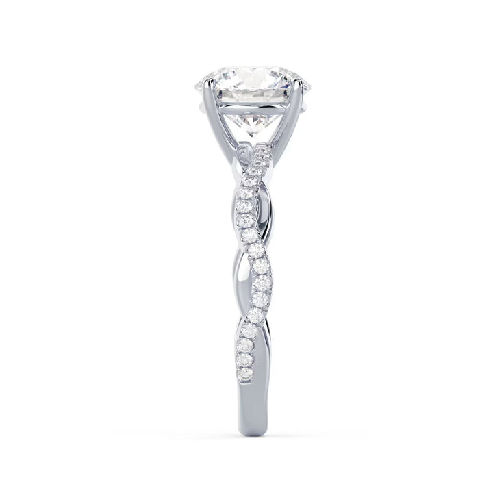 round cut lab grown diamond pave infinity ring
