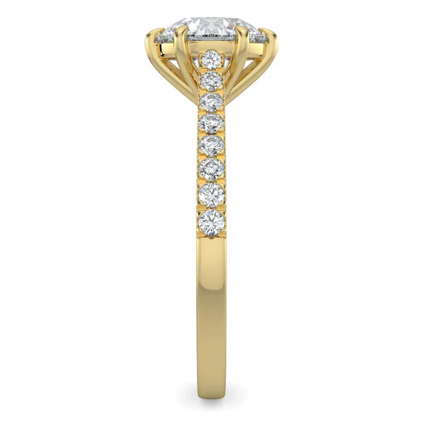 IGI certified round cathedral pavé diamond ring USA