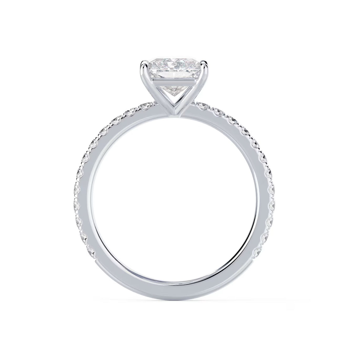 radiant cut lab grown diamond engagement ring USA pavé