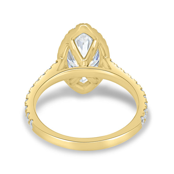 IGI certified marquise halo pavé diamond ring E VS2 USA
