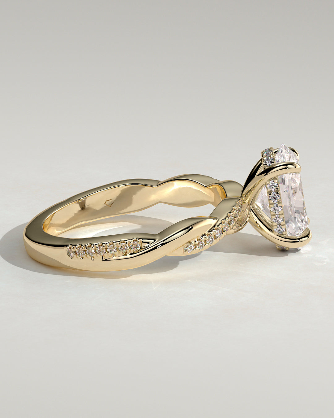 hidden halo oval diamond ring