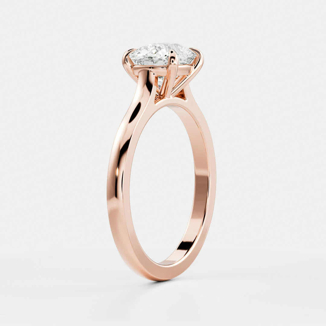 modern east west elongated cushion cathedral engagement ring IGI USA