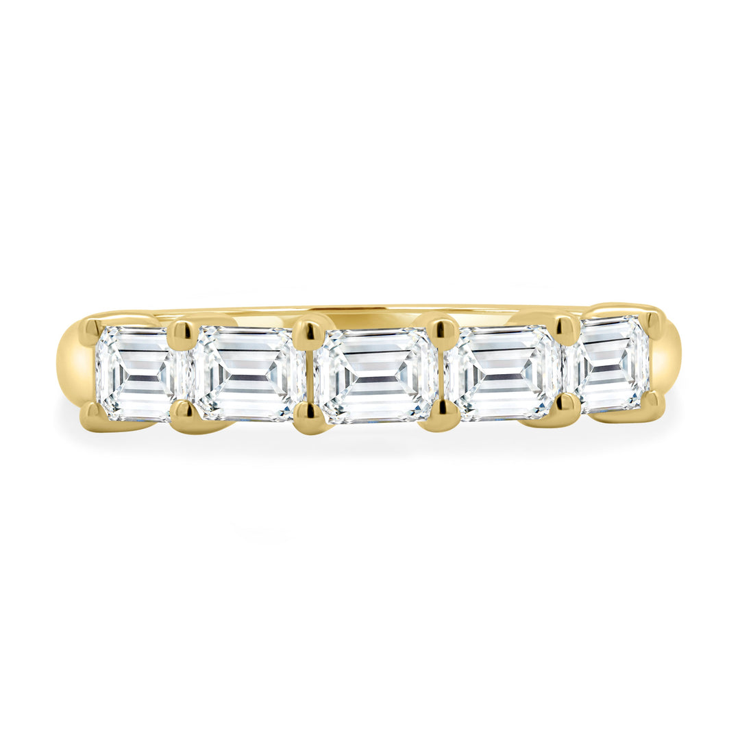 East West Emerald Cut Half Eternity Wedding Band