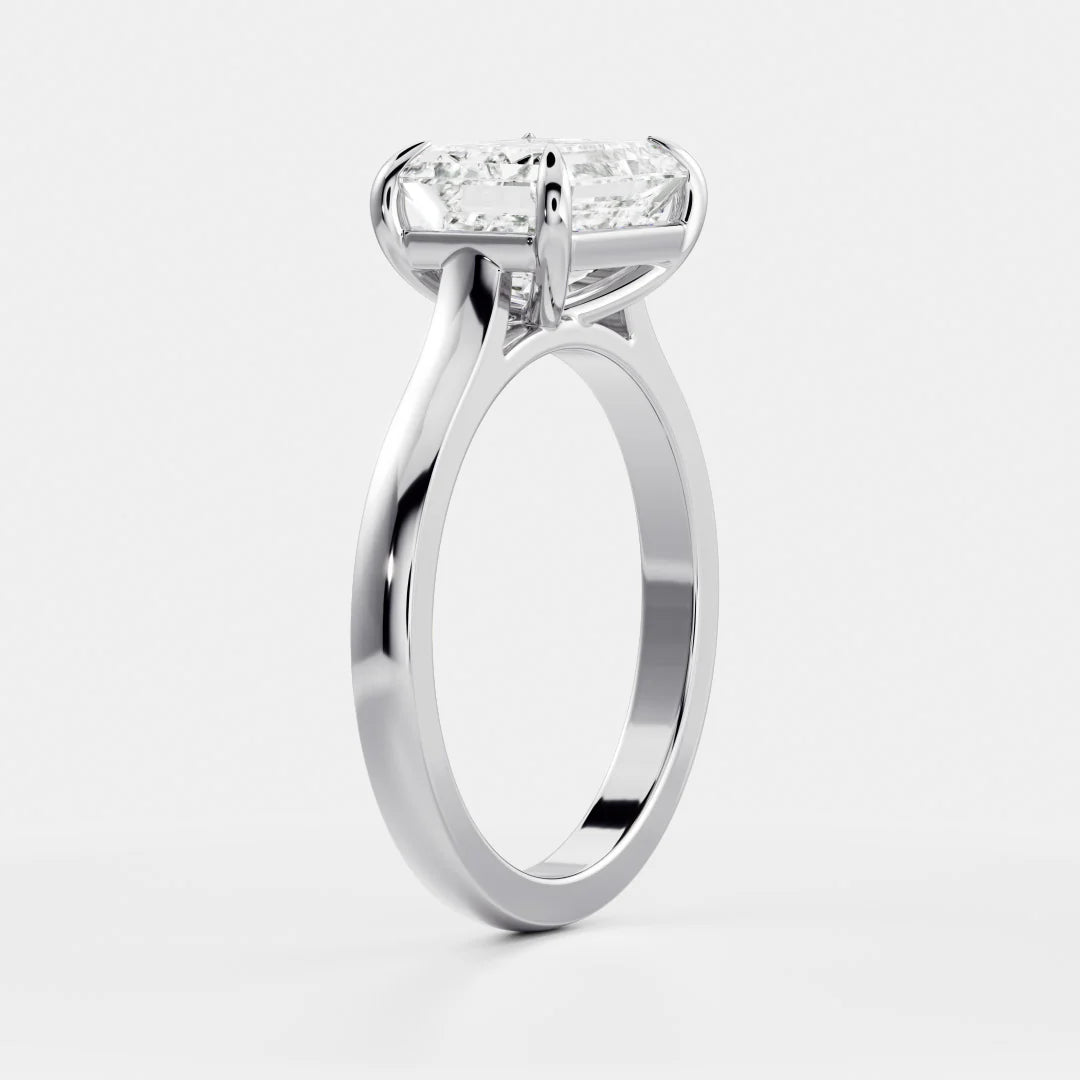 East West Emerald Refined Drop Ring