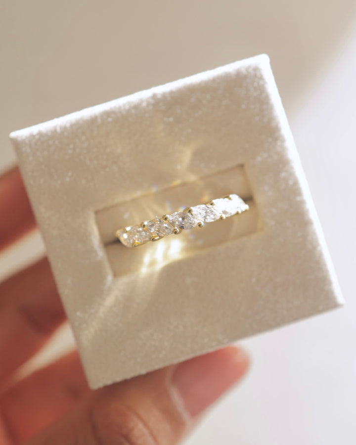 East West Marquise Half Eternity Wedding Band