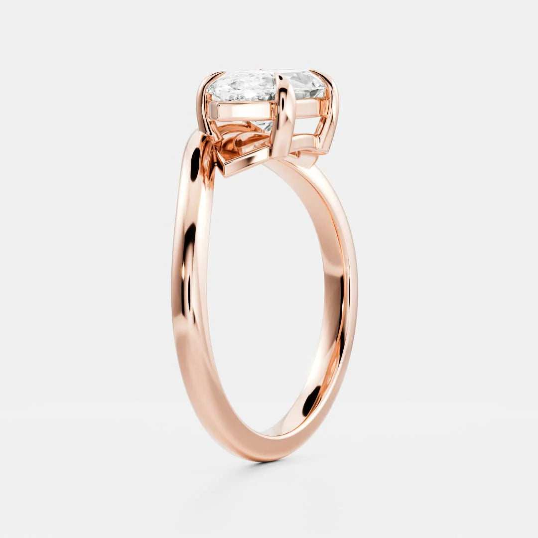 modern east west marquise curved solitaire engagement ring IGI USA