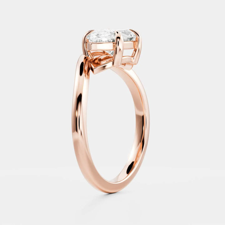 modern east west marquise curved solitaire engagement ring IGI USA