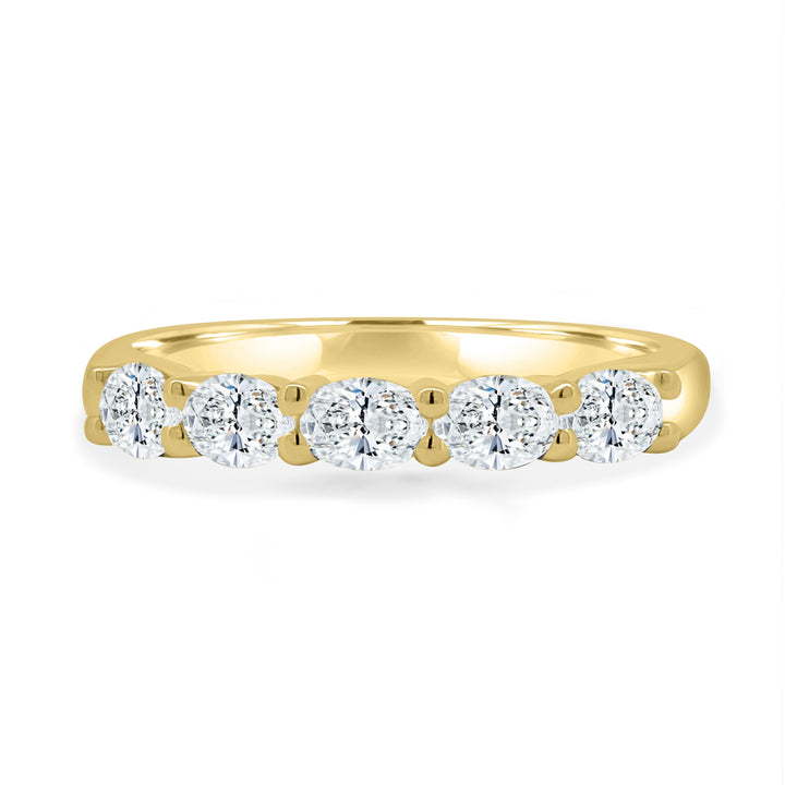 East West Oval Diamond Half Eternity Wedding Band