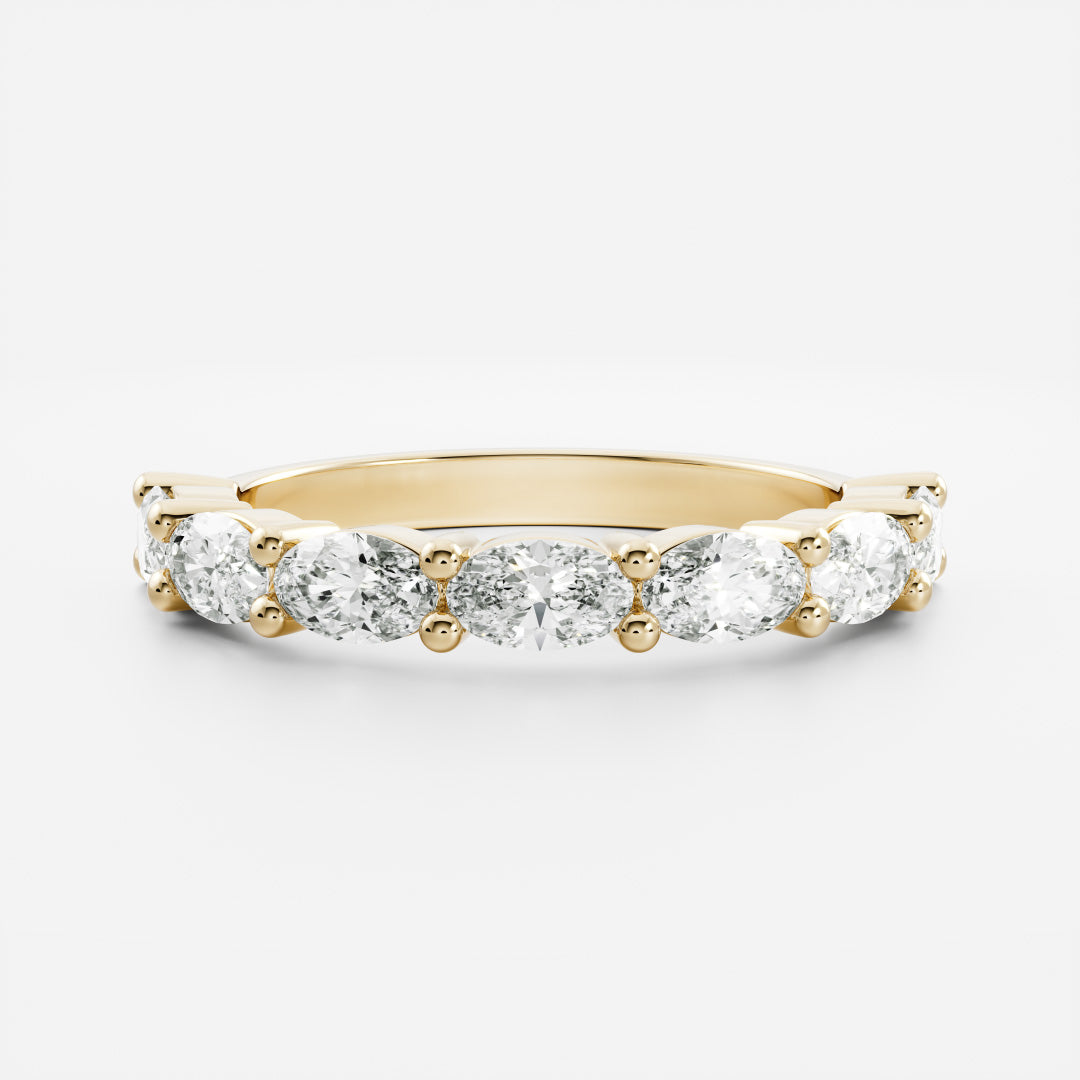 East West Oval Lab Grown Diamond Half Eternity Pavé Wedding Band
