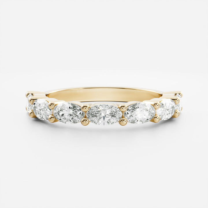 East West Oval Lab Grown Diamond Half Eternity Pavé Wedding Band