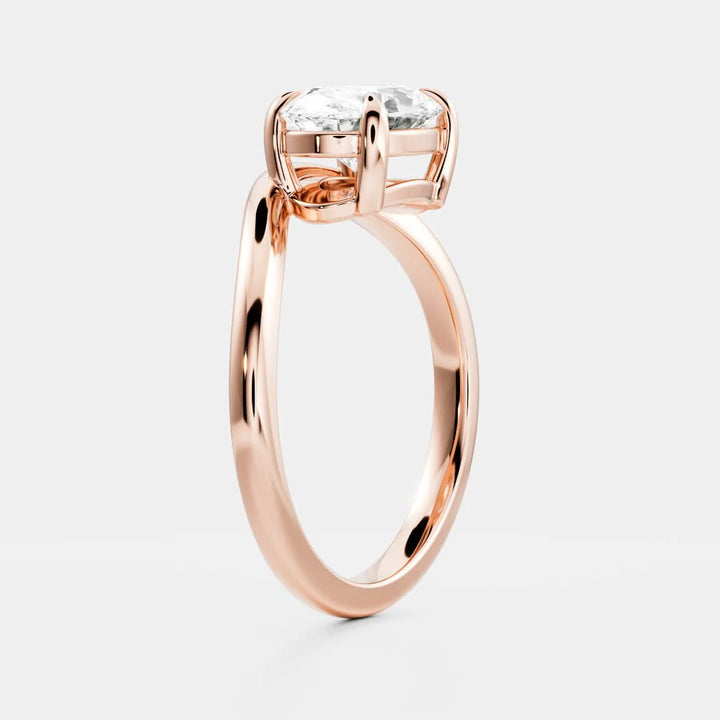modern east west oval curved solitaire engagement ring IGI USA