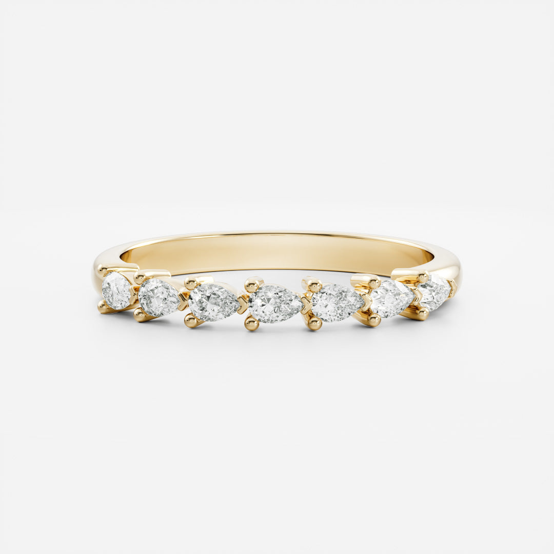 East West Pear Lab Grown Diamond Half Eternity Wedding Band