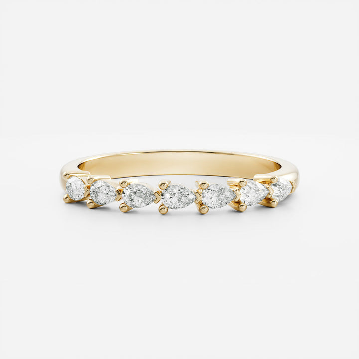 East West Pear Lab Grown Diamond Half Eternity Wedding Band