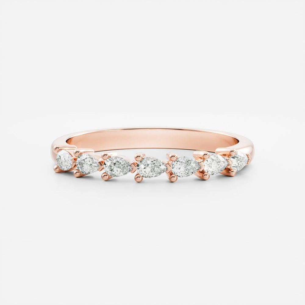 East West Pear Lab Diamond Wedding Band