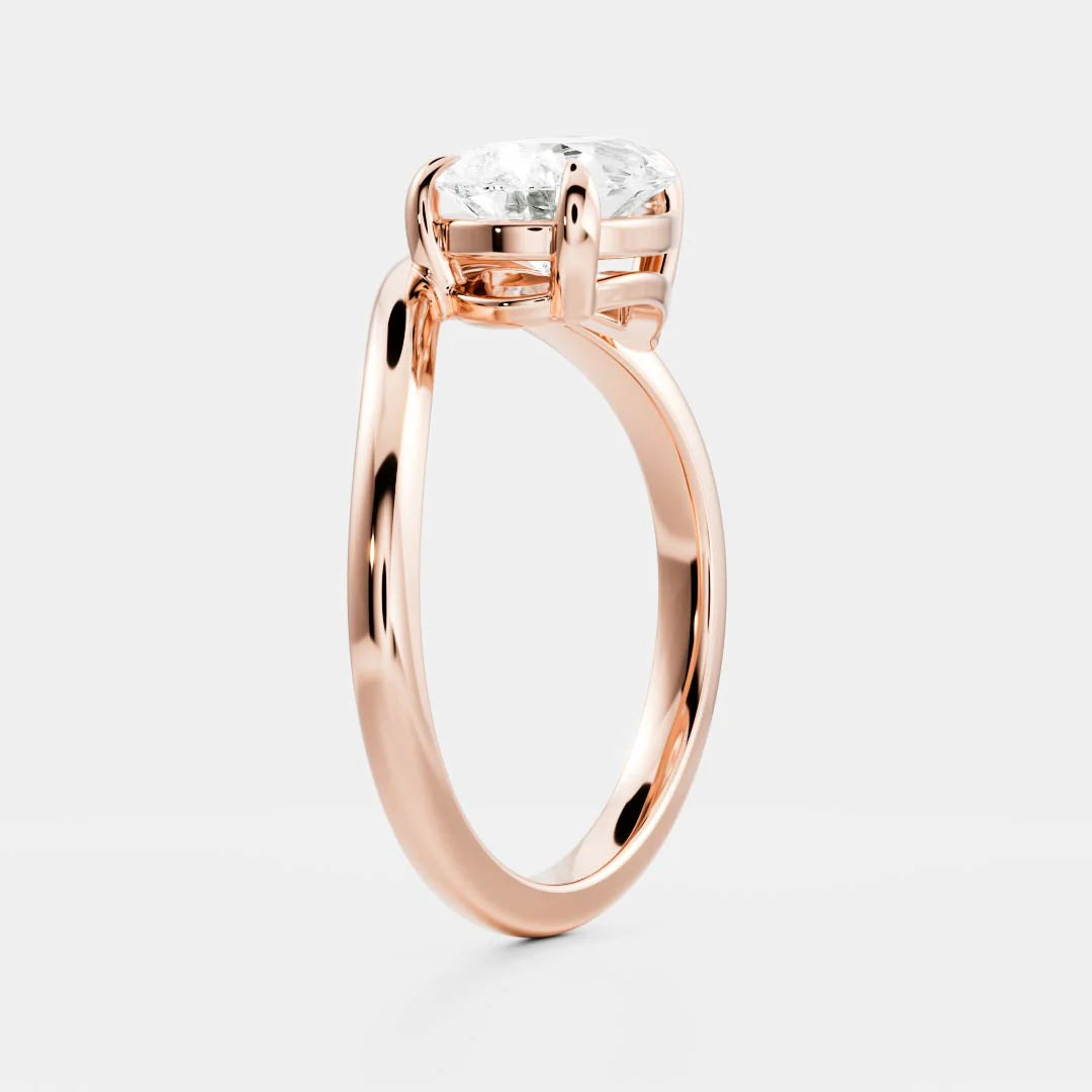 modern east west pear curved solitaire engagement ring IGI lab grown USA