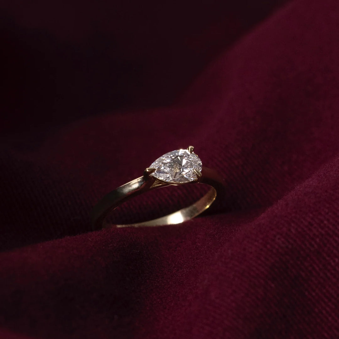 luxury east west pear cathedral engagement ring lab diamond USA