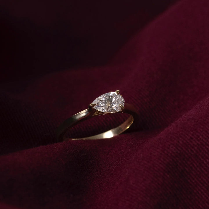 luxury east west pear cathedral engagement ring lab diamond USA