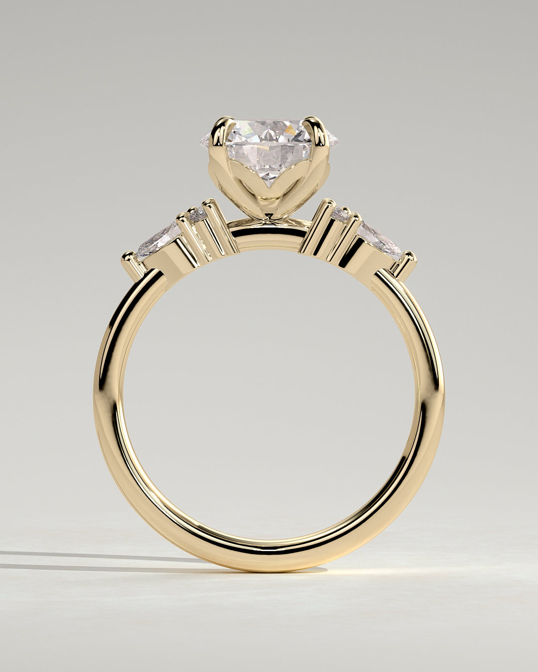 Elegant 3 stone engagement ring with accents