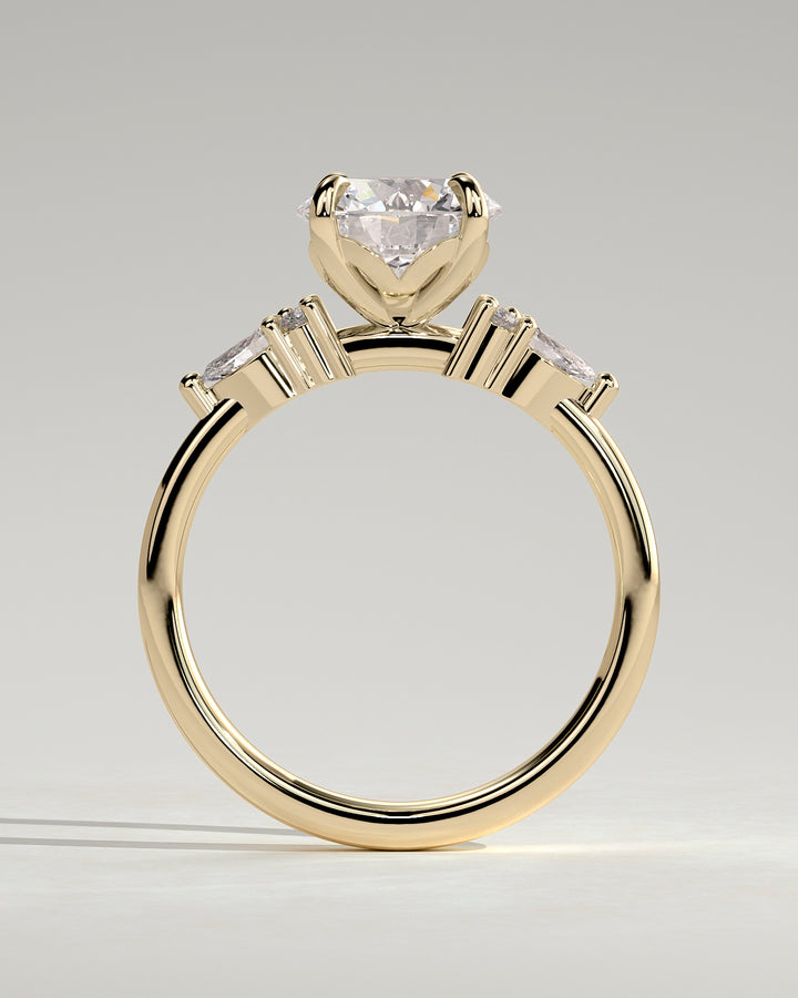 Elegant 3 stone engagement ring with accents
