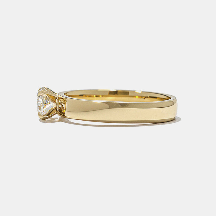 Elegant east west oval lab diamond cigar band solitaire engagement ring with refined proportions and bold modern aesthetic