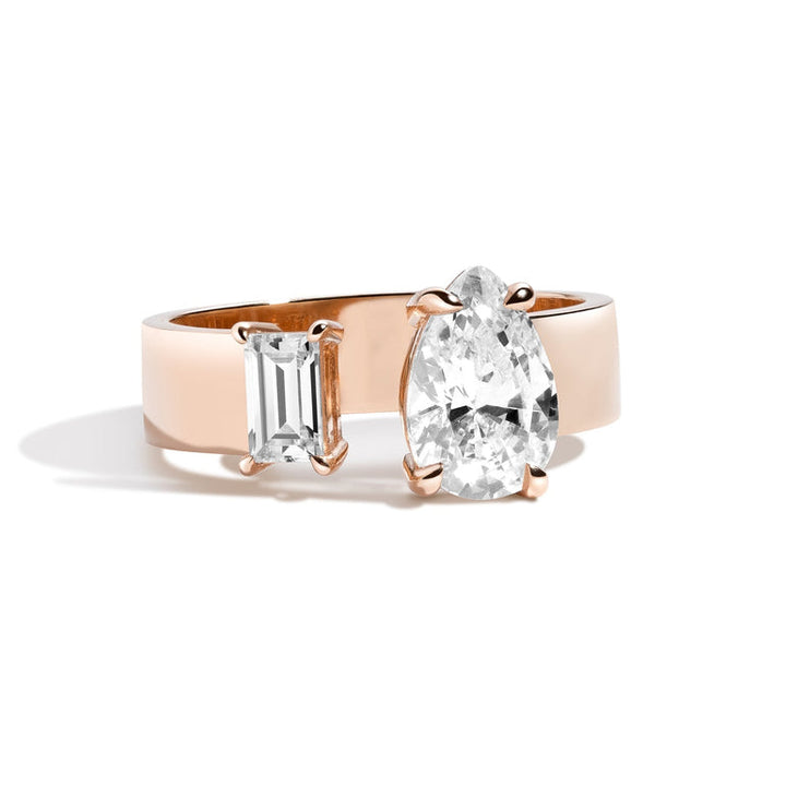 Pear and Emerald Diamond Ring