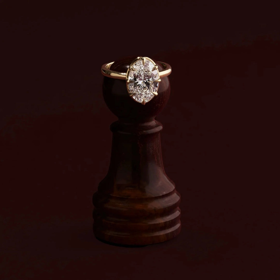minimalist oval bezel solitaire engagement ring lab diamond USA