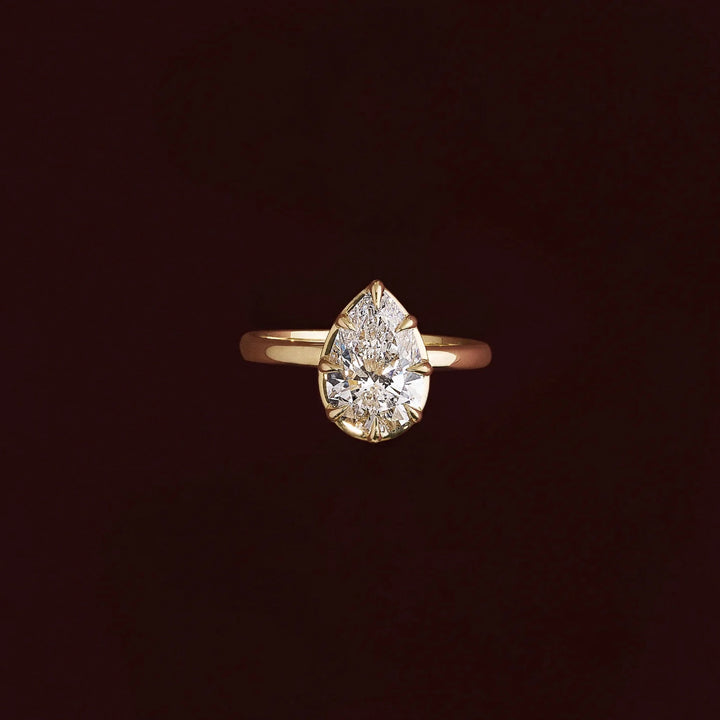 minimalist pear bezel solitaire engagement ring lab diamond USA
