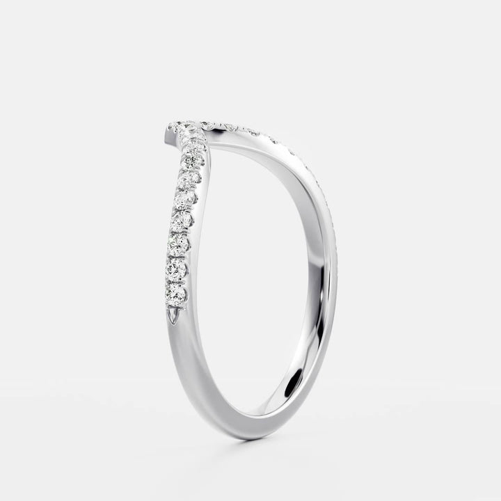 Round Diamond Contour Wedding Band