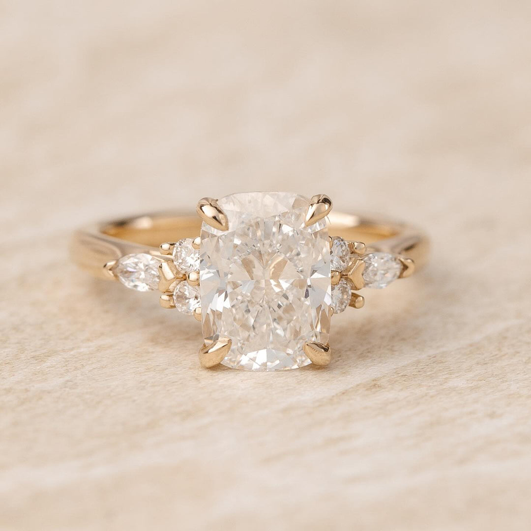 2 Carat Elongated Cushion Cluster IGI Certified Diamond Ring