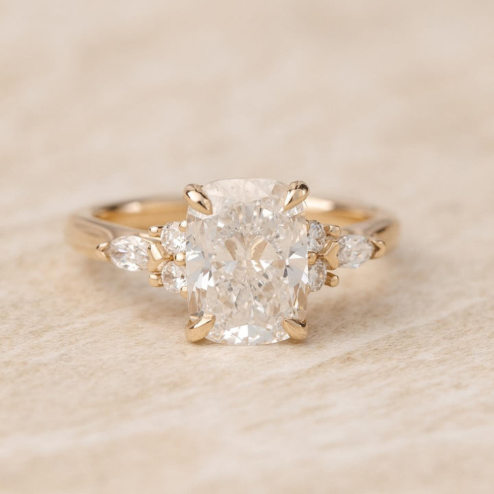 2 Carat Elongated Cushion Cluster IGI Certified Diamond Ring