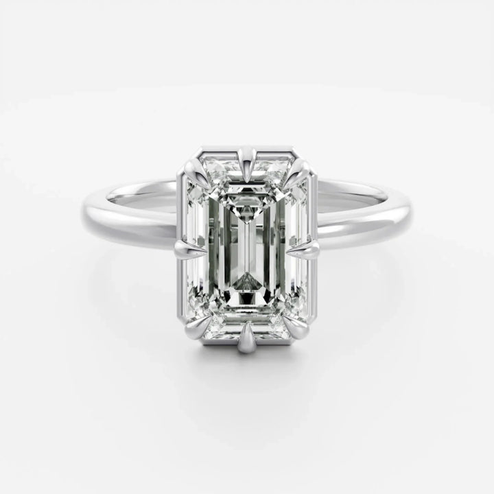 emerald bezel engagement ring solitaire lab diamond IGI certified USA