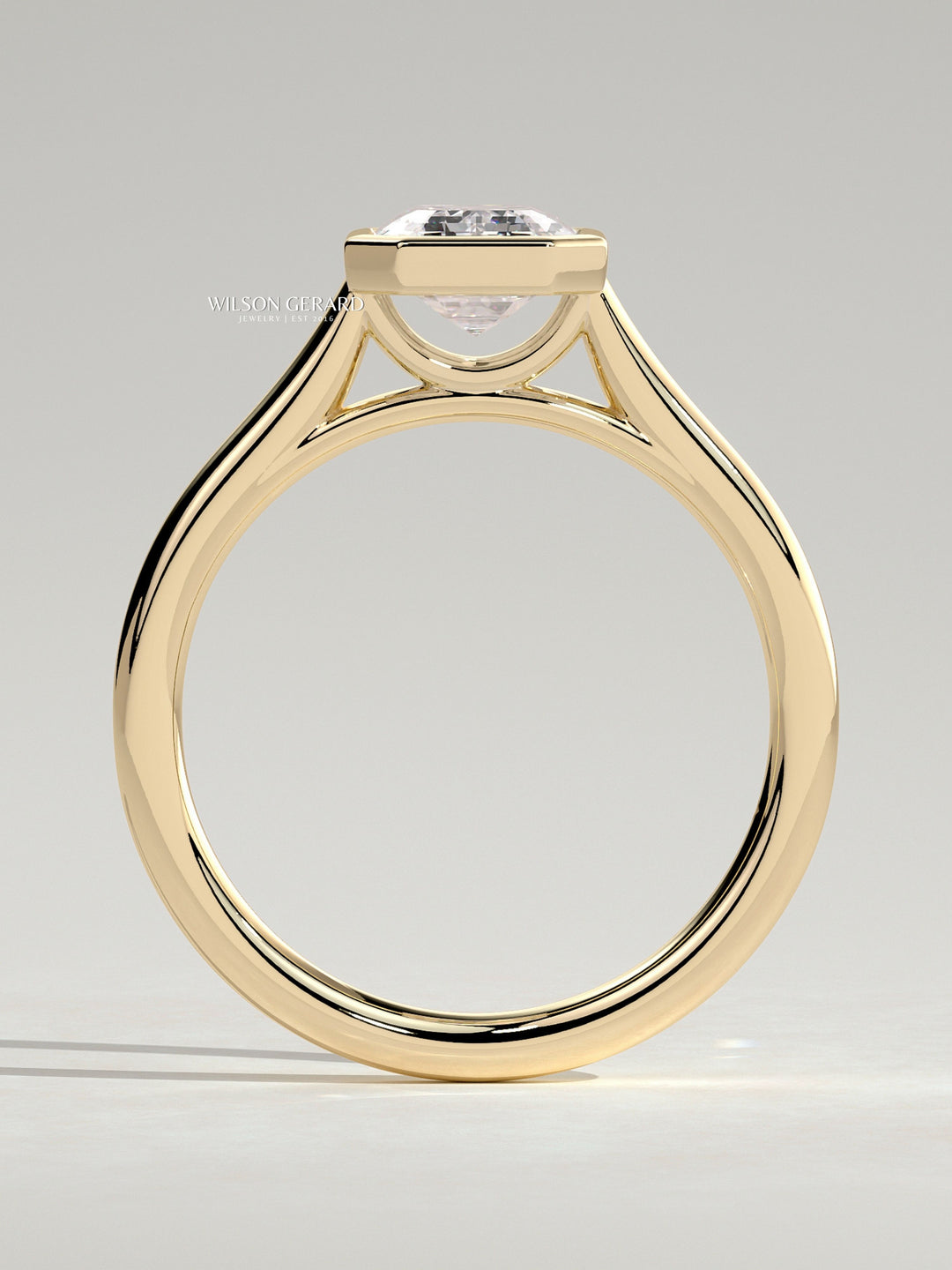 Emerald Cut Bezel Engagement Ring