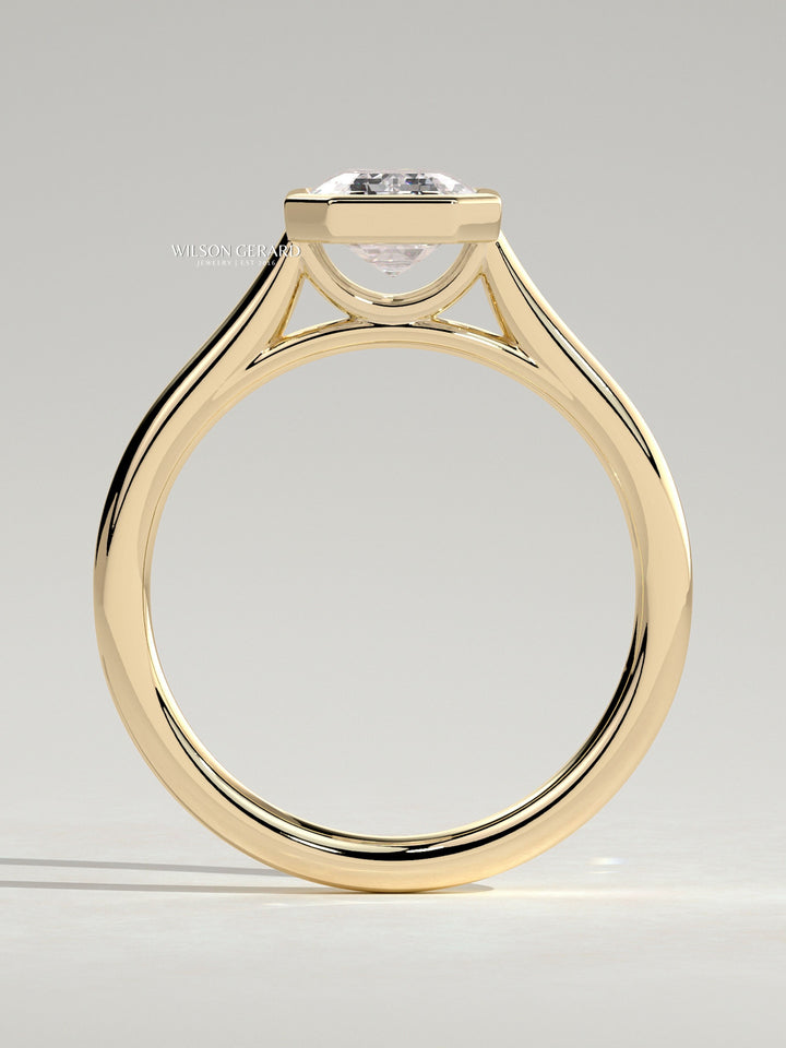 Emerald Cut Bezel Engagement Ring