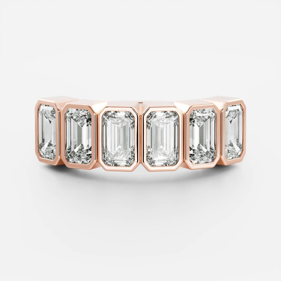 Emerald Bezel Set Diamond Wedding Band