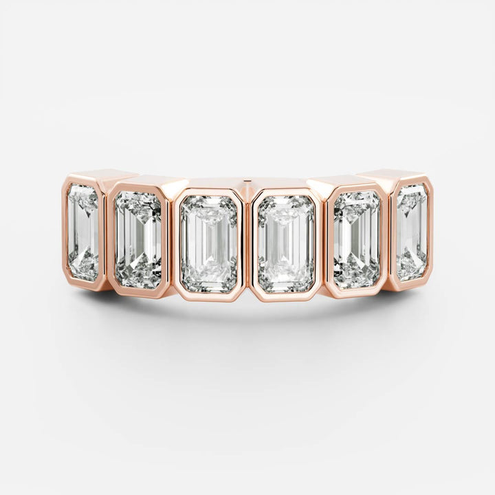 Emerald Bezel Set Diamond Wedding Band