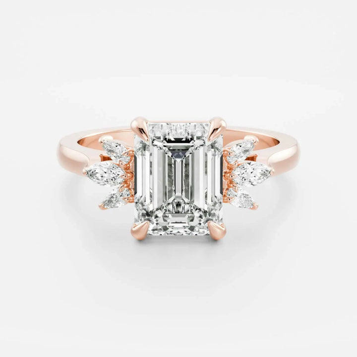 emerald cut cluster diamond engagement ring 2 carat lab grown IGI certified