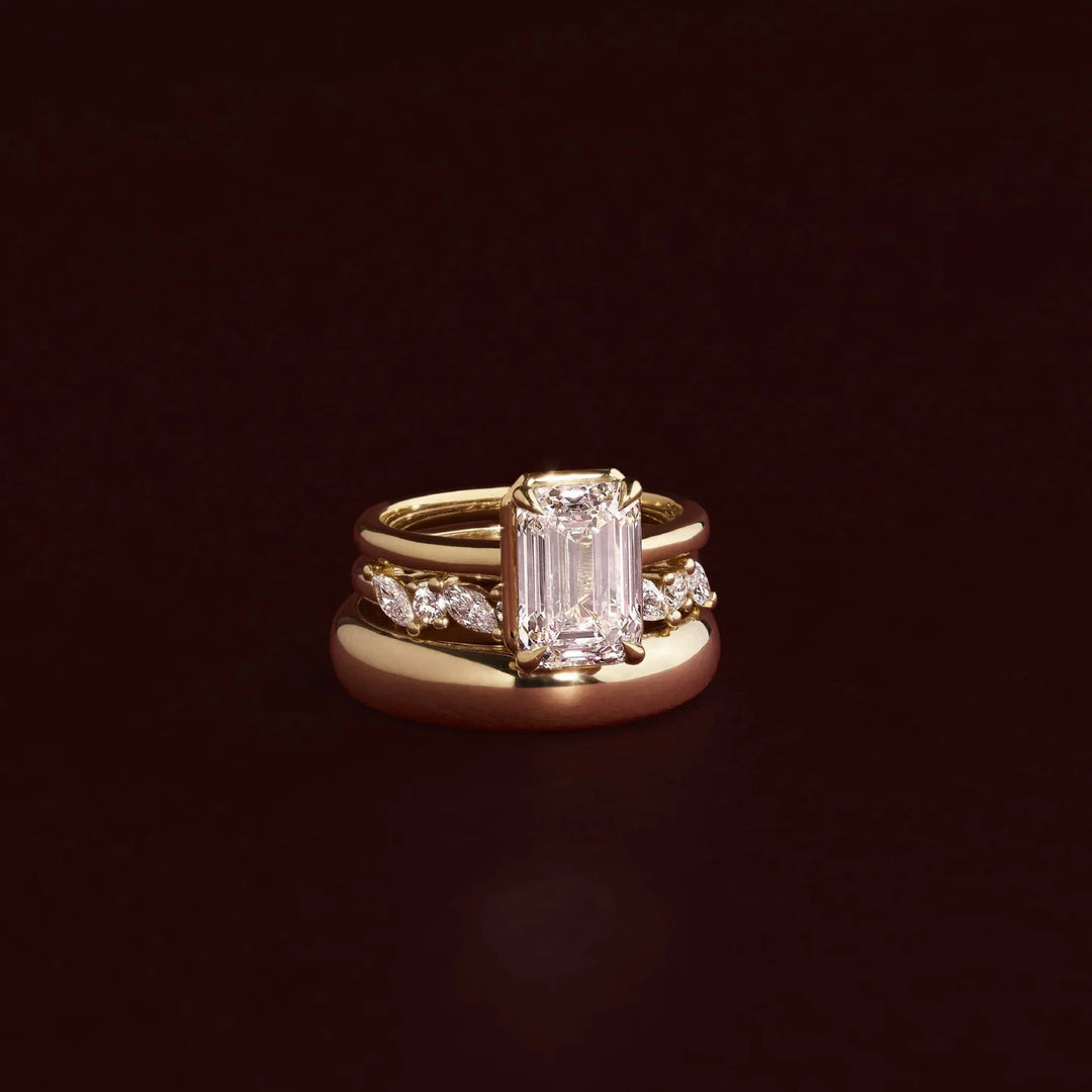 emerald bezel engagement ring minimalist solitaire lab diamond USA