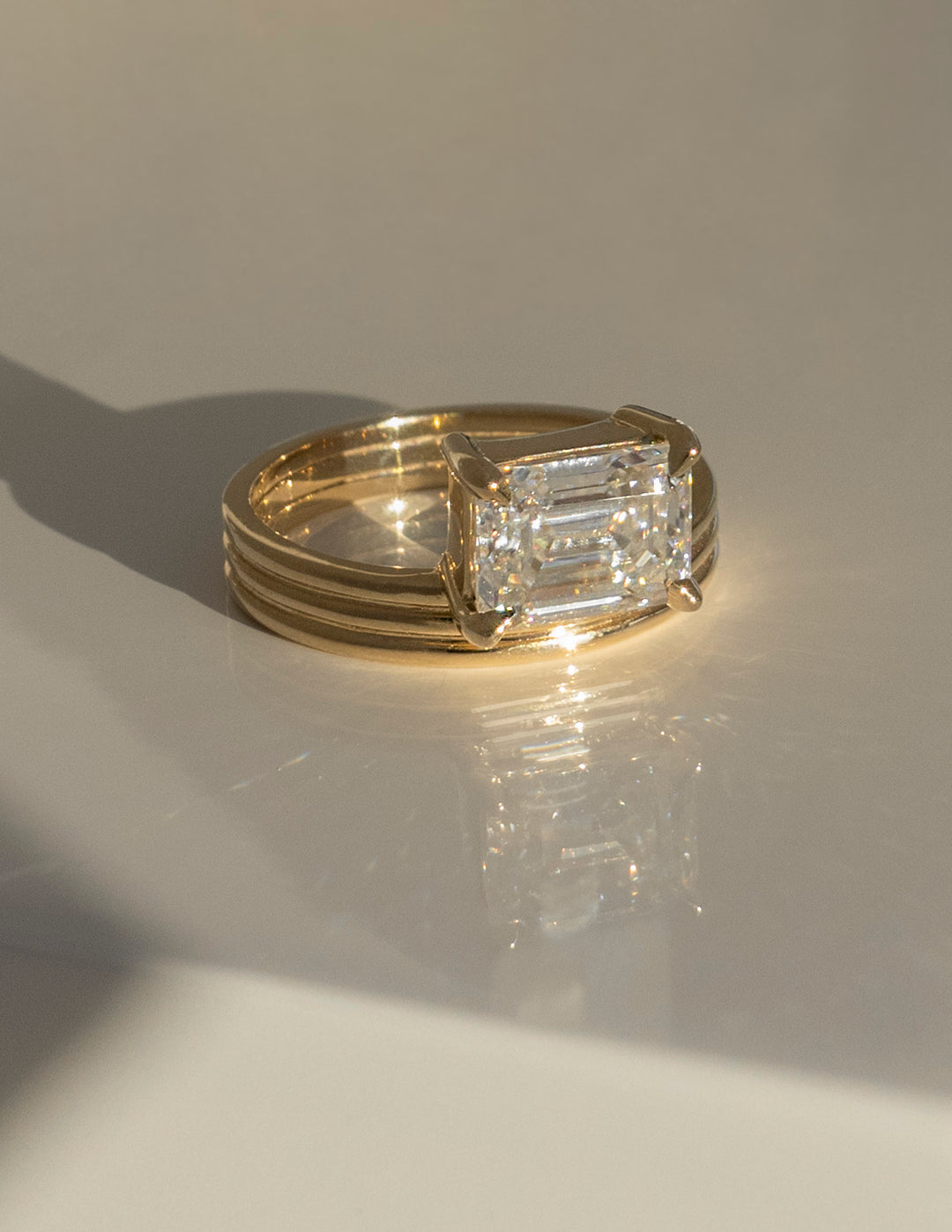Thick Band Diamond Engagement Ring