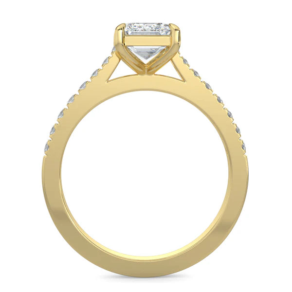 emerald cut cathedral pavé engagement ring 2 carat lab diamond USA