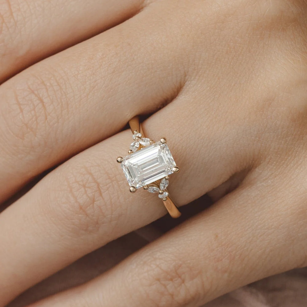 Emerald Cut Lab Diamond Bridal Set