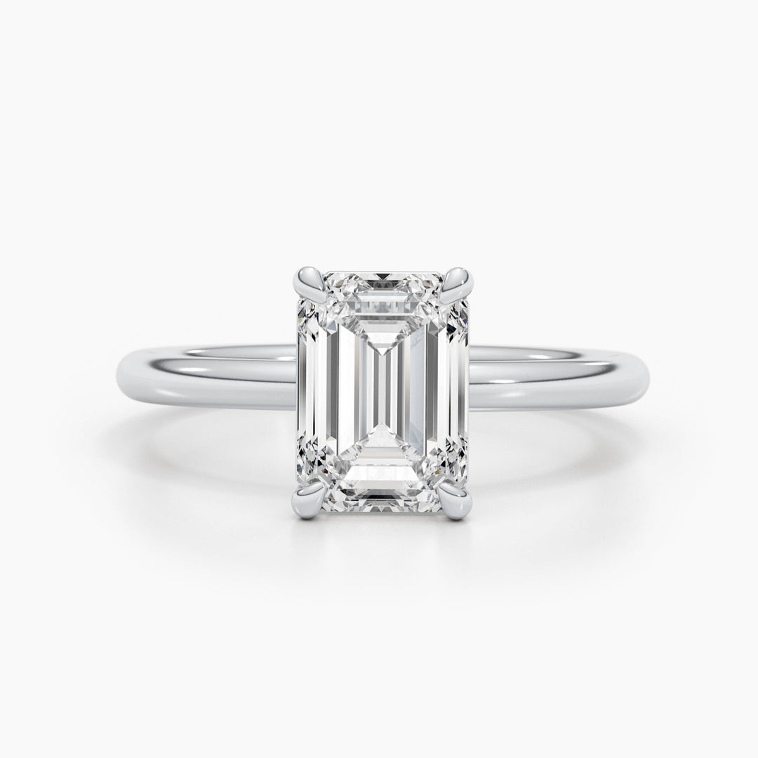  Emerald Diamond Engagement Ring F VS
