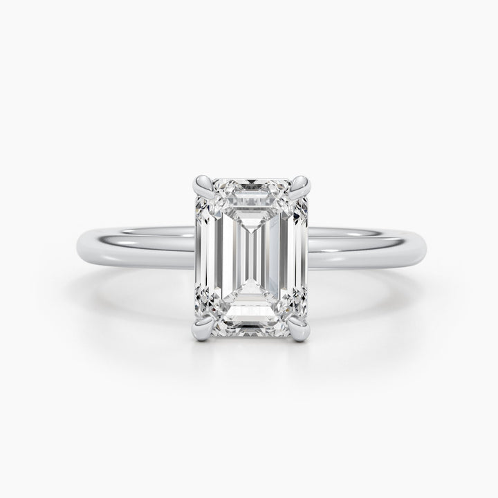  Emerald Diamond Engagement Ring F VS